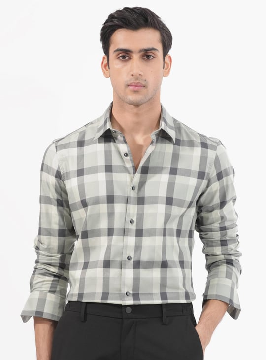 RARE RABBIT Men Checked Regular Fit Casual Shirt Black