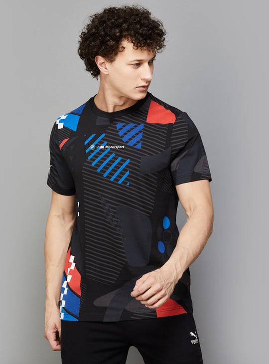 PUMA Men Graphic Printed Sports T-shirt Black
