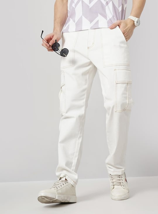 CELIO Men Solid Cargo Trousers