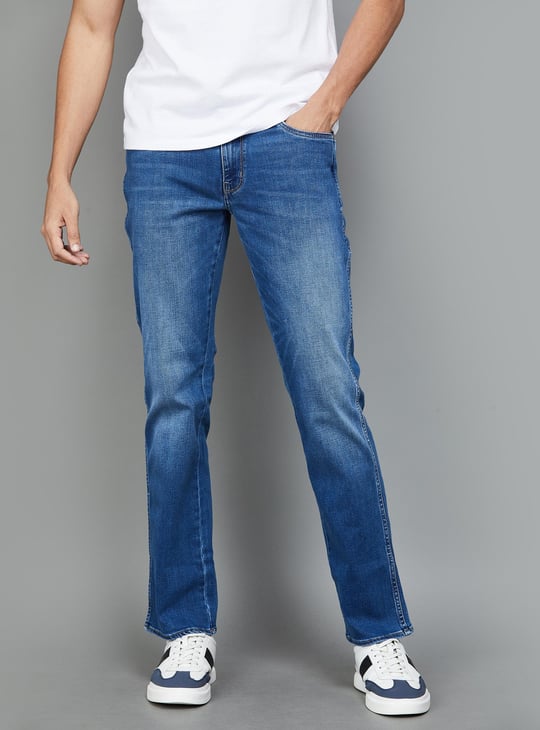 WRANGLER Men Solid Regular Straight Fit Jeans Blue