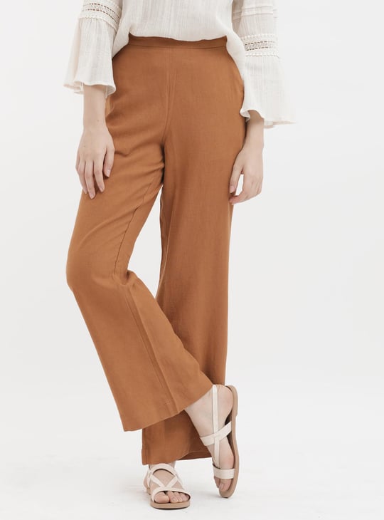 Flat front wide leg trousers best sale