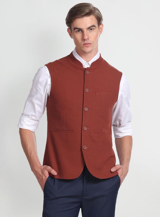 ARROW Men Solid Nehru Jacket - Main Image