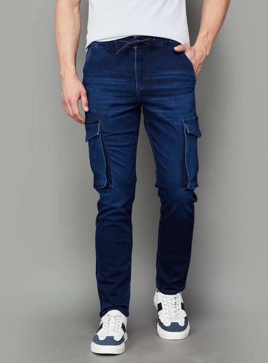 JACK JONES Men Washed Paul Cargo Jeans (Anti)