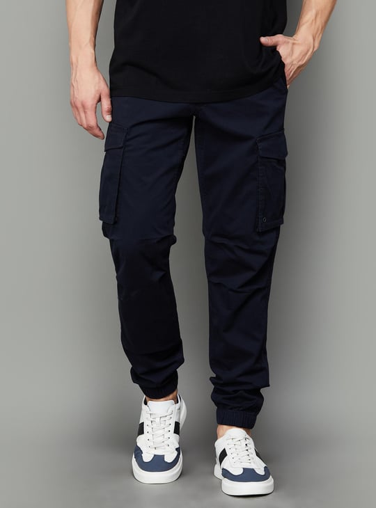 JACK JONES Men Solid Cargo Joggers