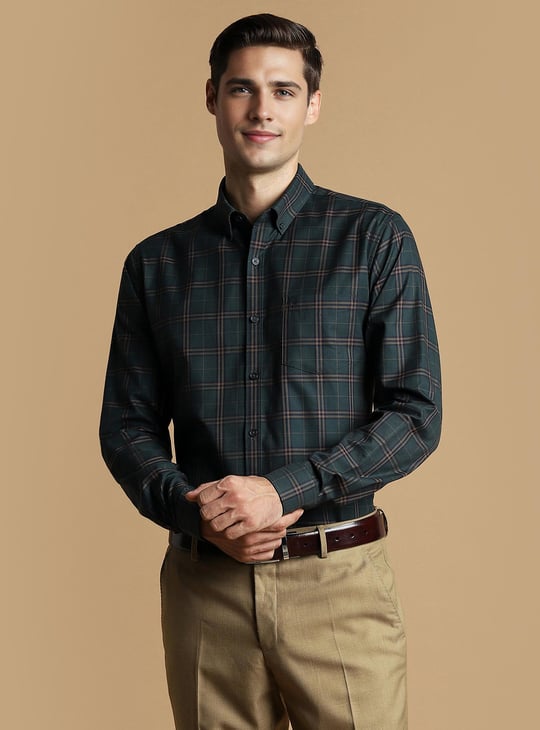 ALLEN SOLLY Men Checked Regular Fit Formal Shirt - Main Image