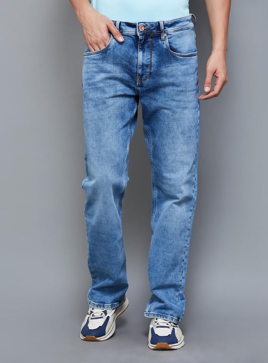 BEING HUMAN Men Bootcut Mid-Wash Jeans