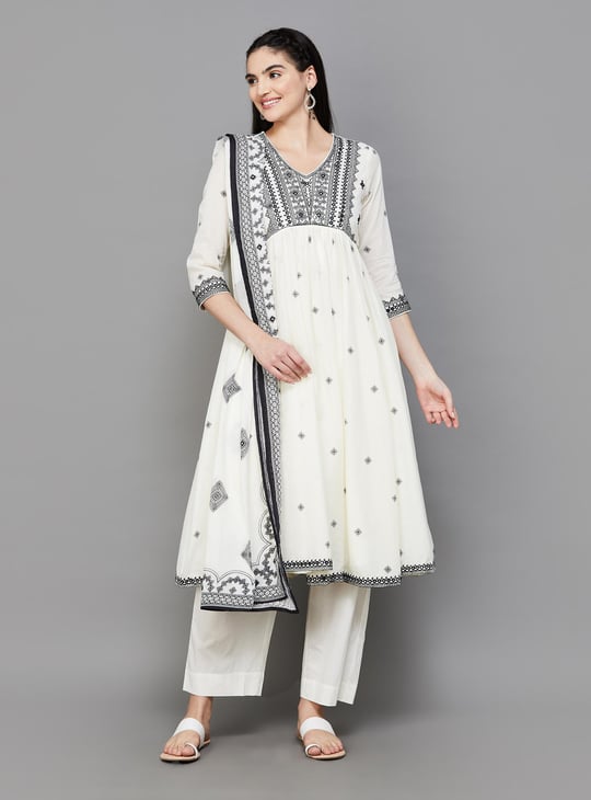 BIBA Women Embroidered Yoke Anarkali Kurta Set