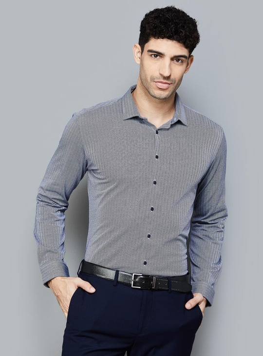 VAN HEUSEN Men Herringbone Slim Fit Formal Shirt