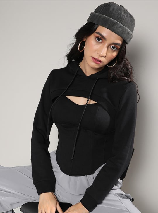 Corset Top Top Model Hoodie Zip Up Corset Details Hoodie Crop Top