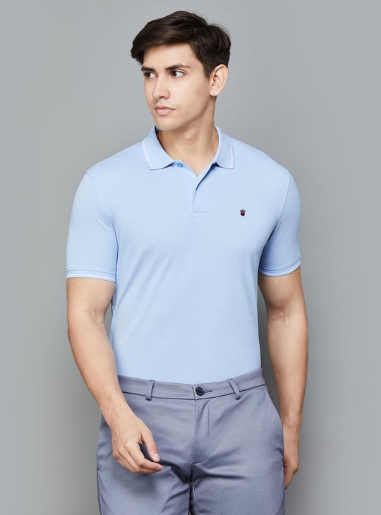LP SPORT Men Solid Regular Fit Polo T-shirt