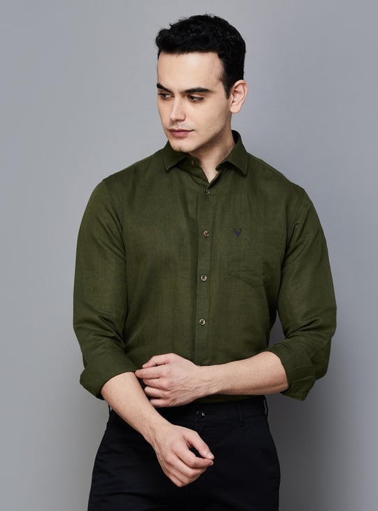 ALLEN SOLLY Men Solid Slim Fit Casual Shirt