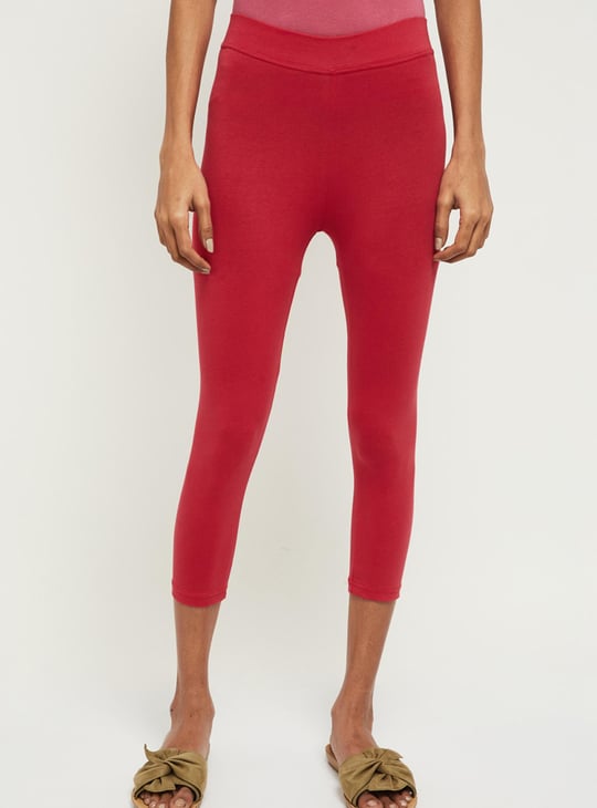 Women Solid Cropped Leggings