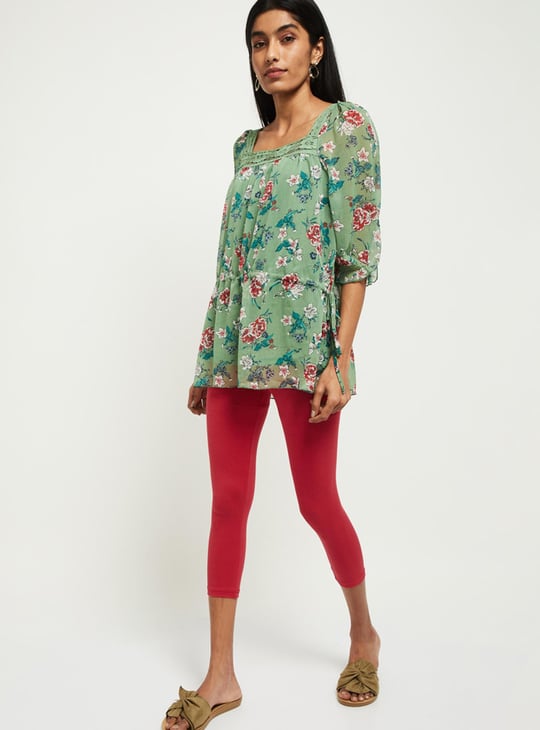 Women Solid Cropped Leggings