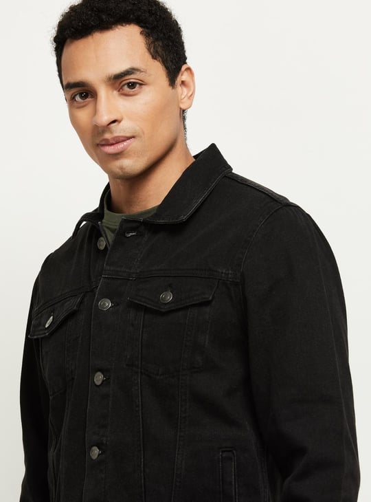 MAX Men Solid Denim Jacket