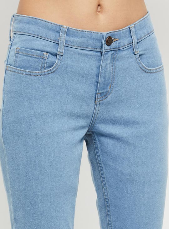 Women Stonewashed Full-Length Pencil Fit Jeans