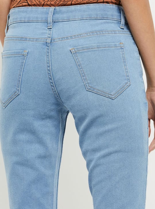 Women Stonewashed Full-Length Pencil Fit Jeans