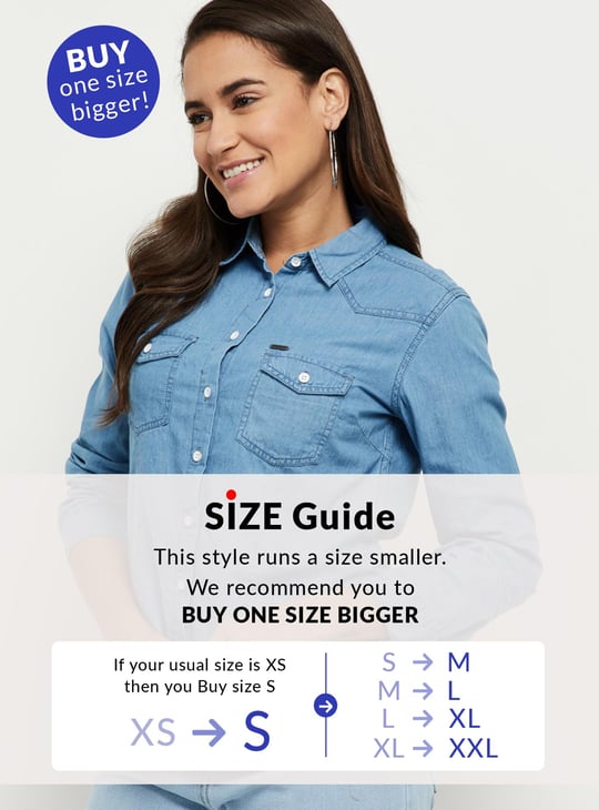 Women Solid Denim Shirt