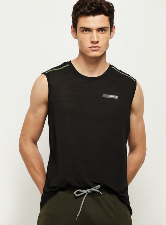 MAX Men Solid Sleeveless Sports T-shirt