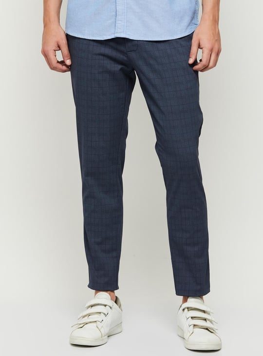Men Checked Carrot Fit Casual Chinos 
