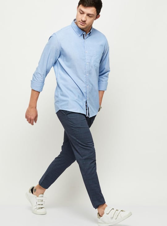 Men Checked Carrot Fit Casual Chinos 