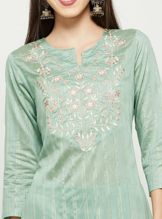 Women Embroidered A-Line Kurta with Palazzos and Dupatta