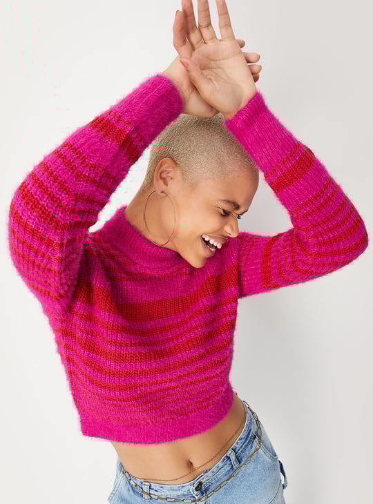 Women Striped Crop Sweater