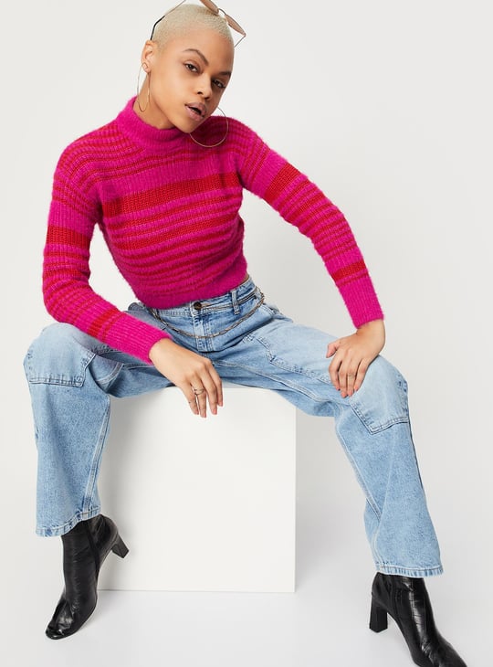 Women Striped Crop Sweater