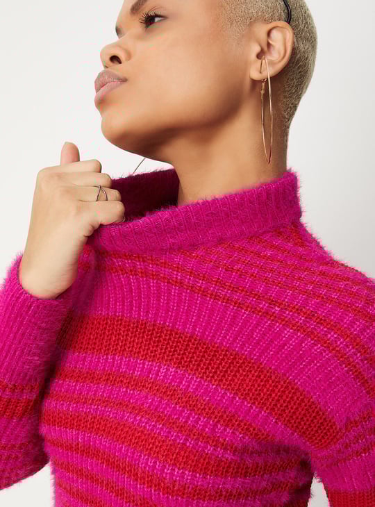 Women Striped Crop Sweater