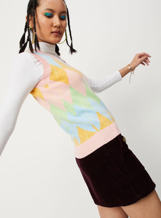 Women Argyle Sweater