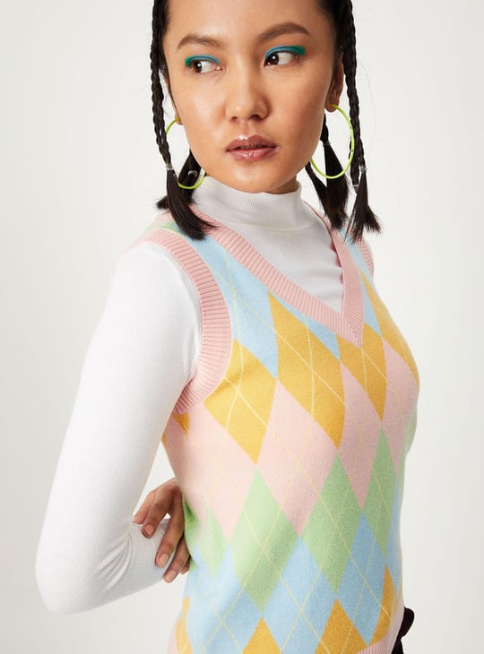 Women Argyle Sweater