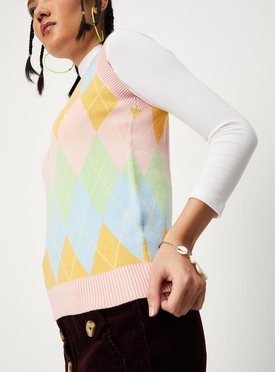 Women Argyle Sweater