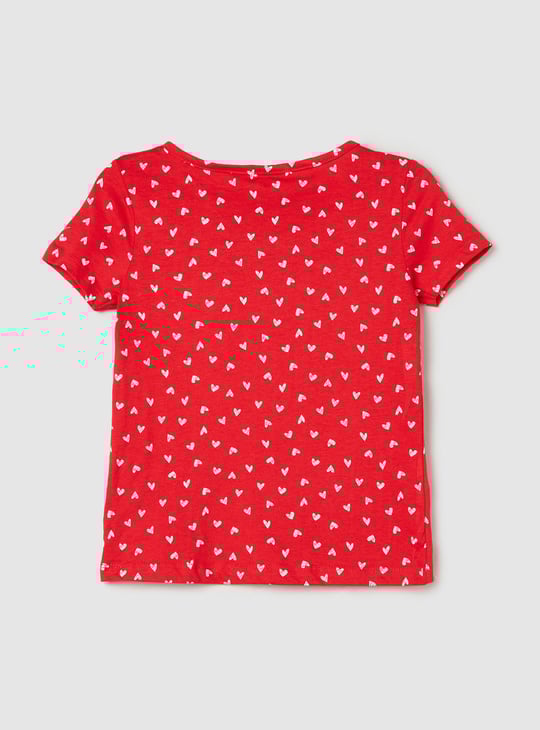 Girls Printed Asymmetric Ruffled Top