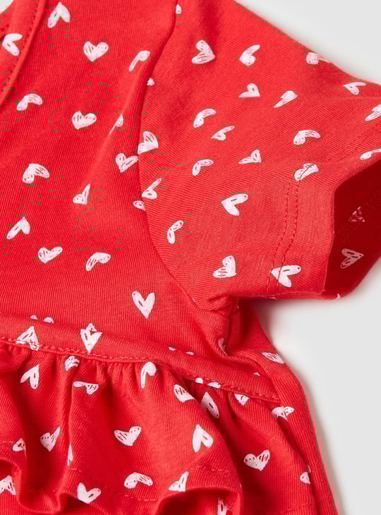 Girls Printed Asymmetric Ruffled Top