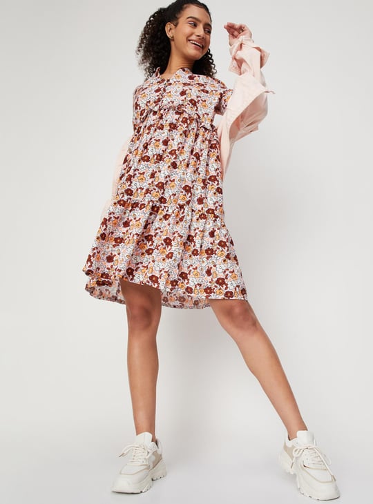 Tiered Three Quarter Sleeves Dresses Three-Quarter Sleeve Tiered