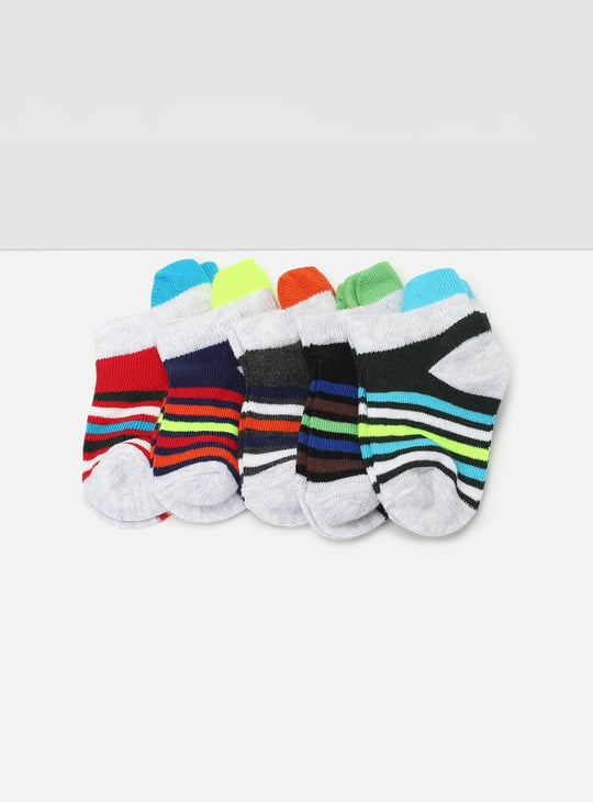 Boys Striped Ankle-Length Socks - Pack of 5