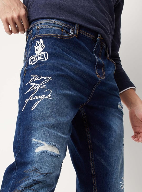 Men Distressed Carrot Fit Jeans