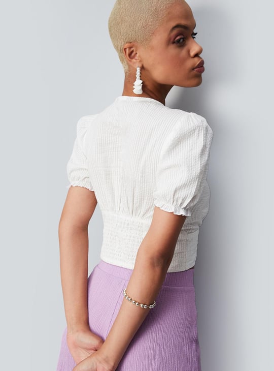 Women Lace V-Neck Crop Top