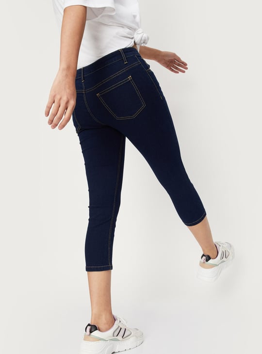Women Solid Denim Capris