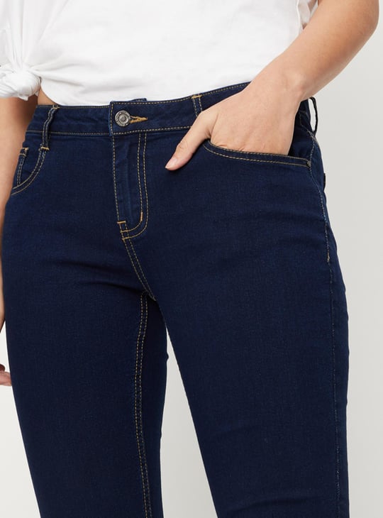 Women Solid Denim Capris