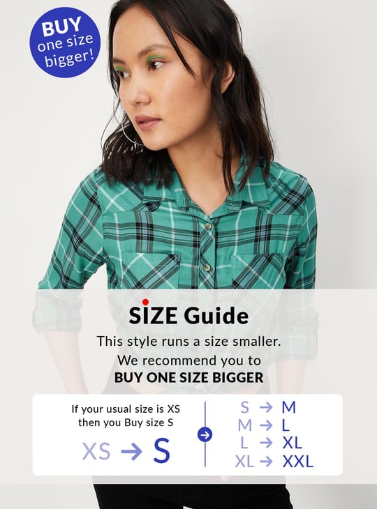 Women Checked Double Pocket Shirt