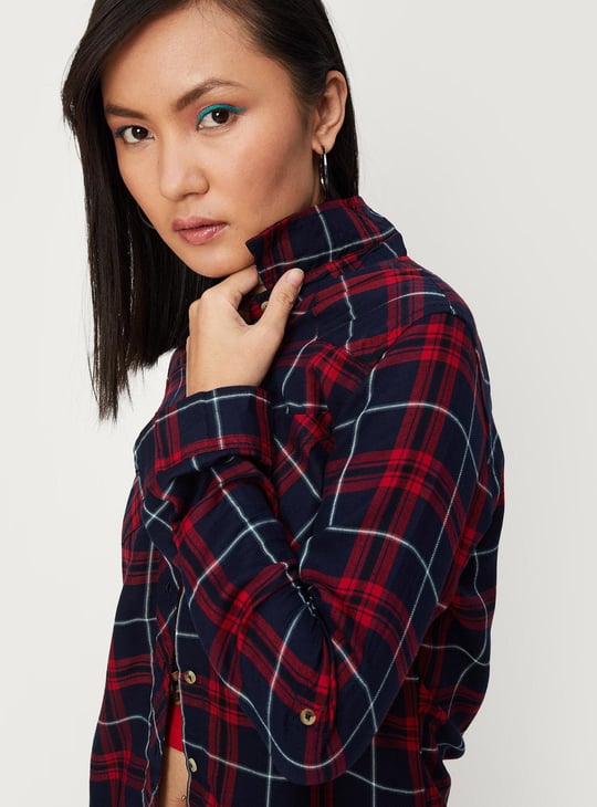 Women Checked Double Pocket Shirt