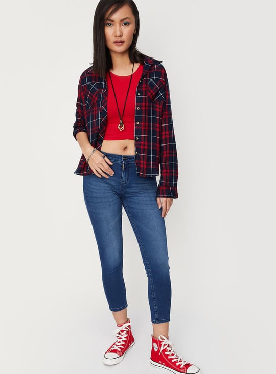 Women Checked Double Pocket Shirt