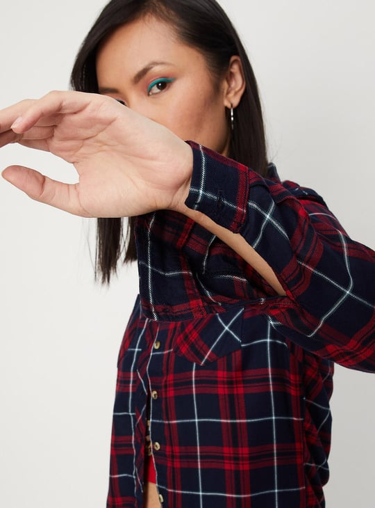 Women Checked Double Pocket Shirt