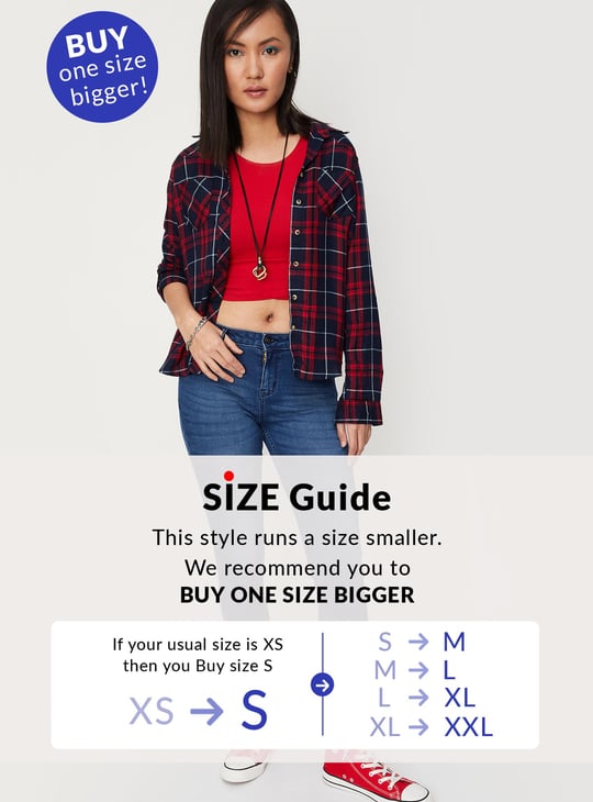 Women Checked Double Pocket Shirt