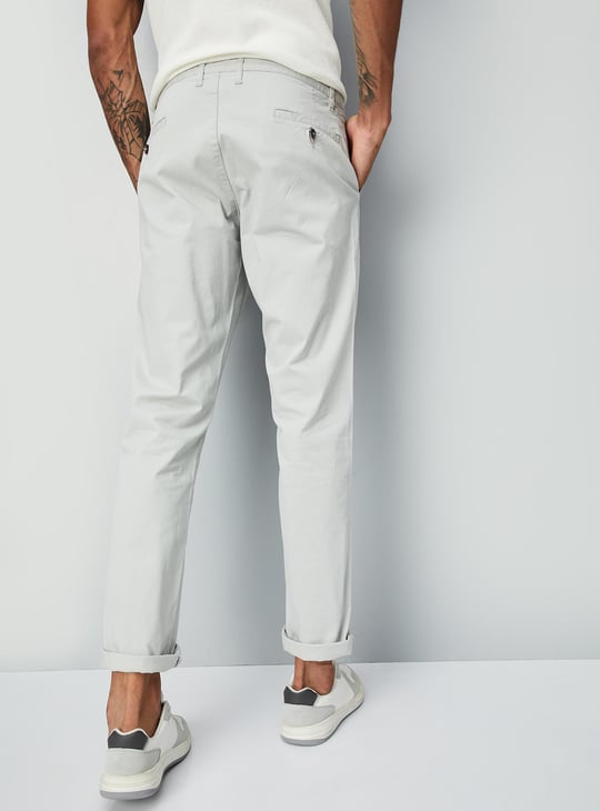 Men Slim Fit Solid Stretch Chinos