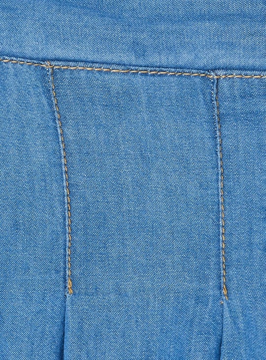 Girls Pleated Denim Skirt