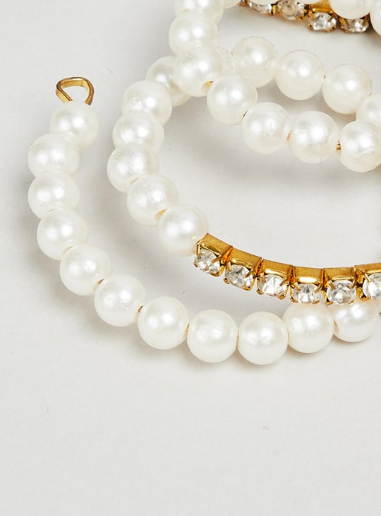 Women Pearl Embellished Layered Bracelet