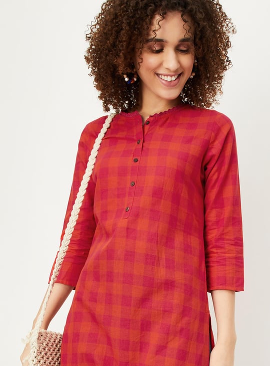 Women Checkered Cotton Kurta
