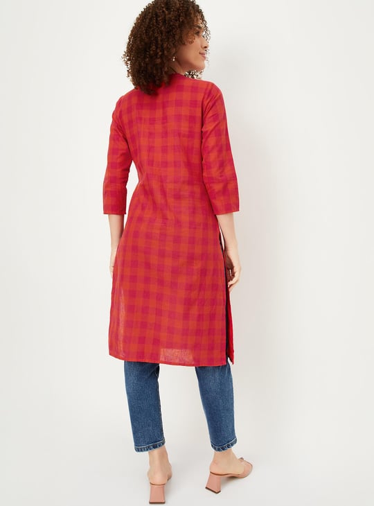 Women Checkered Cotton Kurta