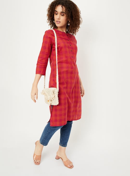 Women Checkered Cotton Kurta